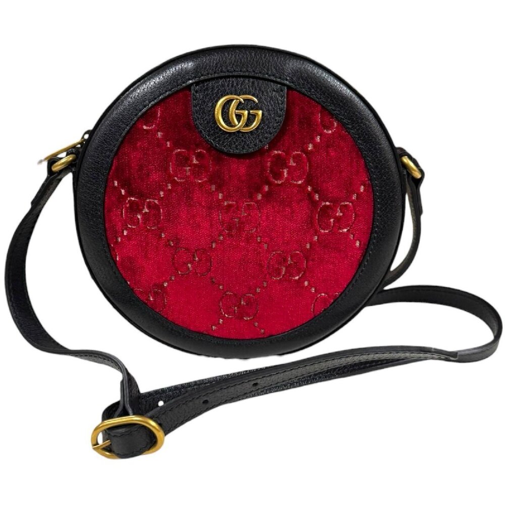 Gucci GG Velvet Round Shoulder Bag Red
